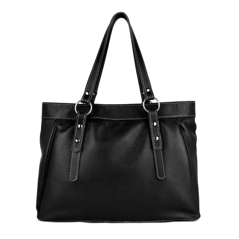 Veľká kožená kabelka v čiernej farbe