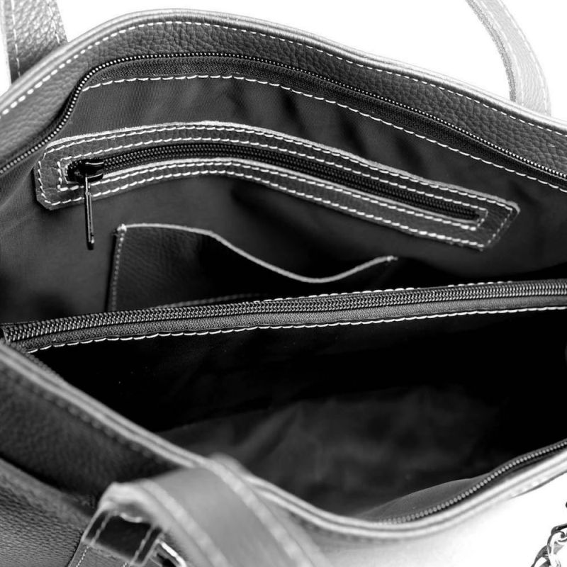 Dámska kožená kabelka z pravej kože, čierna farba