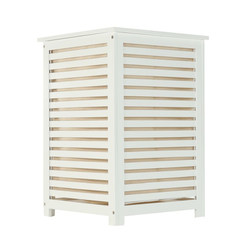 Kôš na bielizeň, lakovaný bambus-biela-béžová