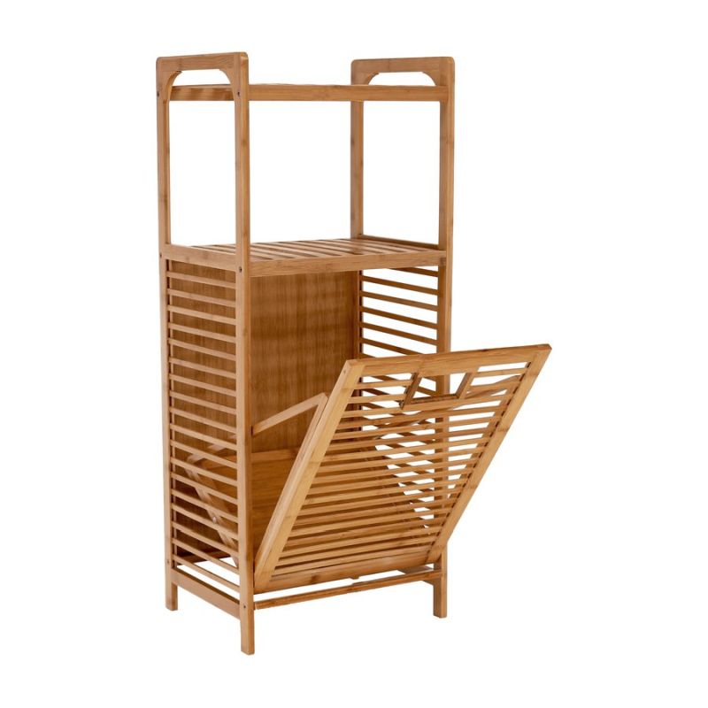 Kôš na bielizeň, prírodný bambus-sivá