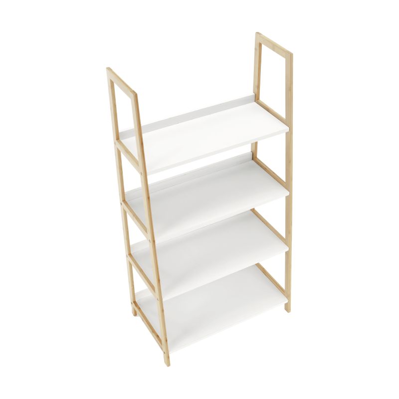 4-policový regál, biela-prírodná