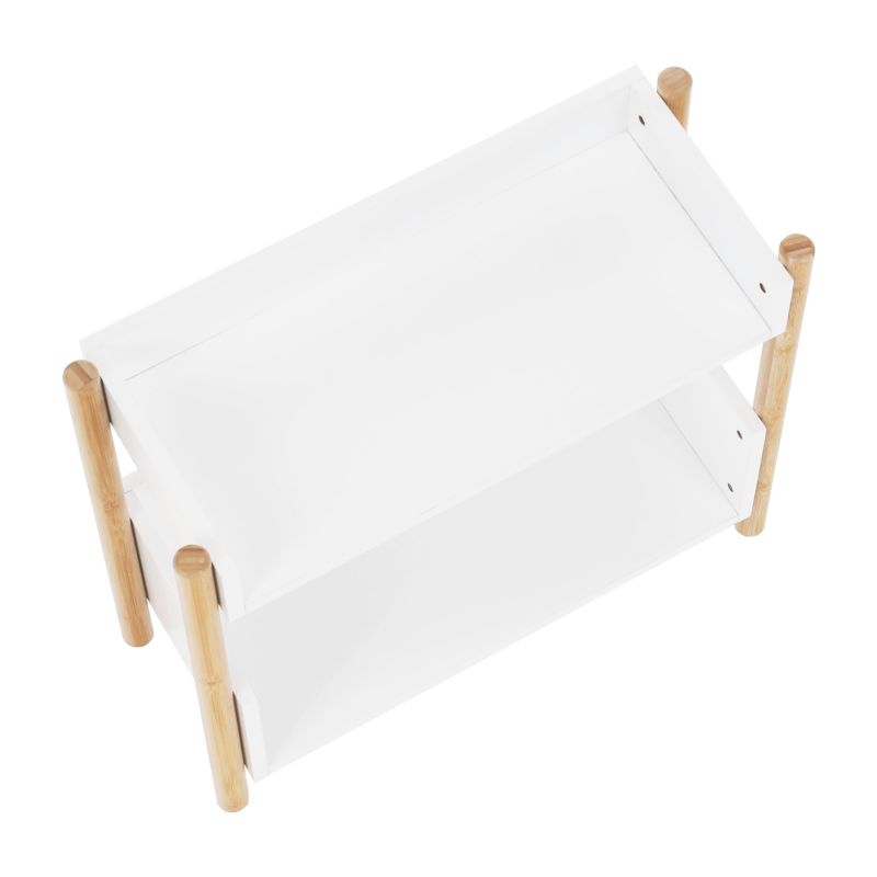 Elegantný 2-poličkový regál, prírodný bambus-biela