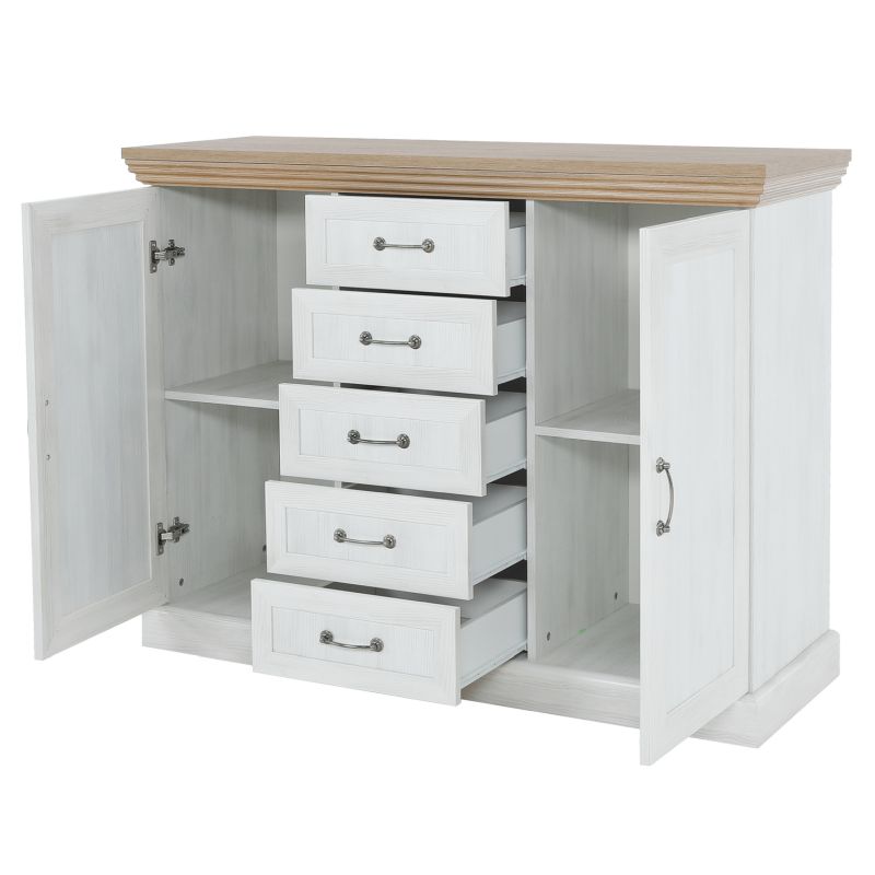 Komoda K2D, dvojdverová, sosna nordická-dub divoký