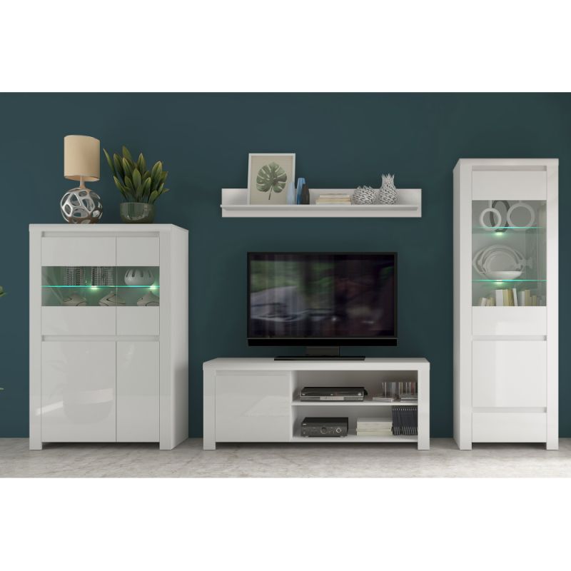 TV stolík 1D/160 v bielom lesku