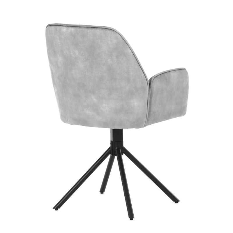 Stolička jedálenská a konferenčná, strieborná látka v dekore žíhaného zamatu