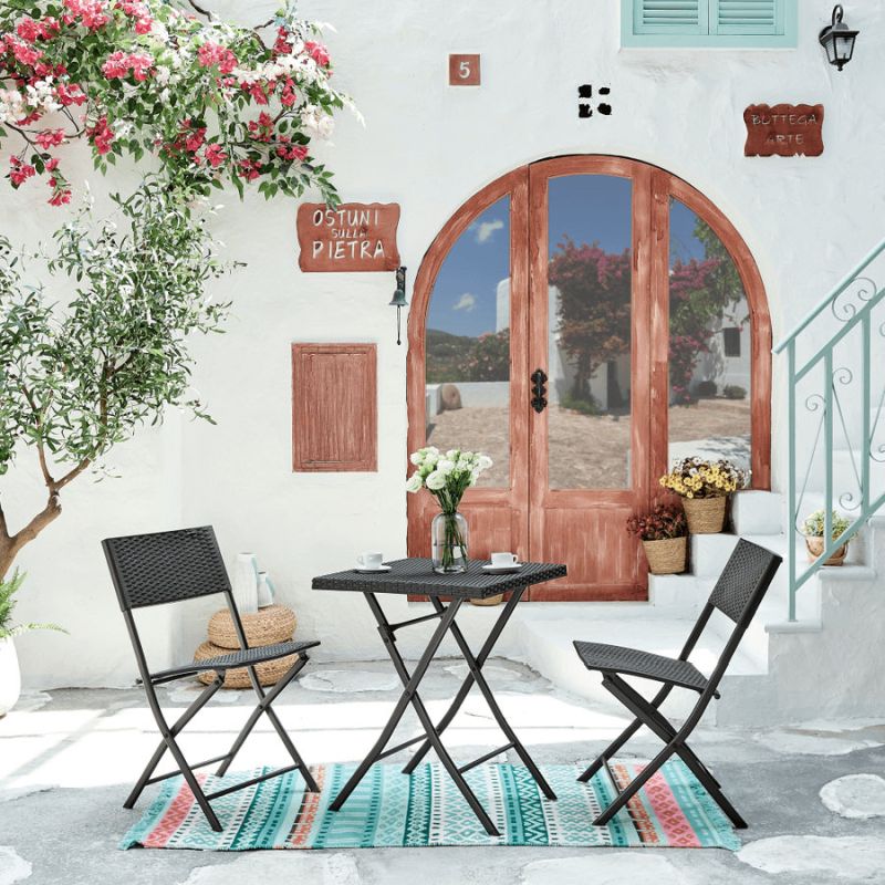 Záhradný ratanový set 1+2, čierna