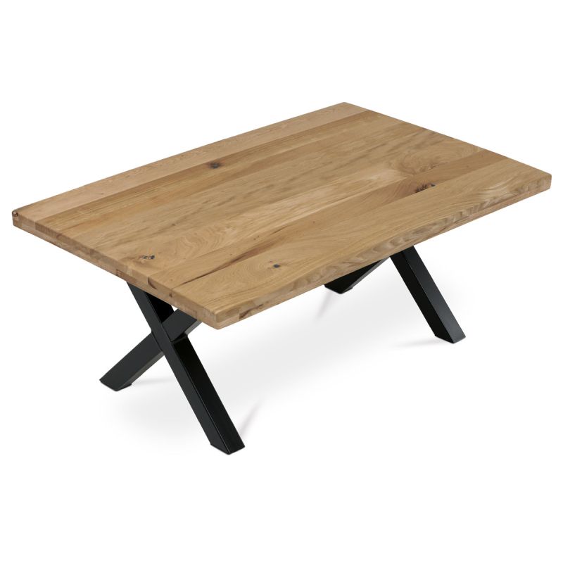 Stôl konferenčný 110x70 cm, masív dub, kovové nohy v tvare X