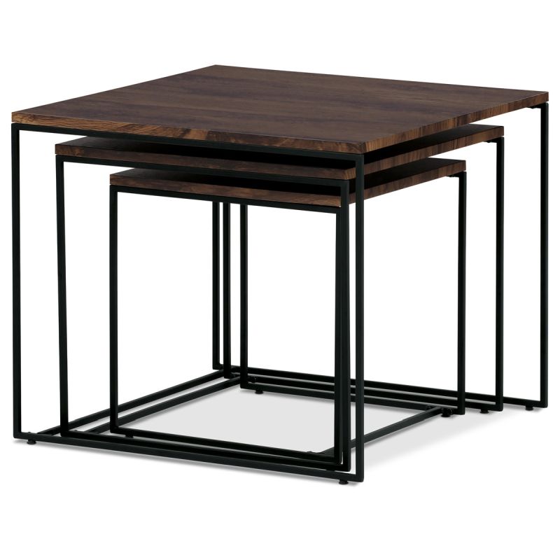 Set 3 ks odkladacích stolíkov, MDF doska, dekor orech