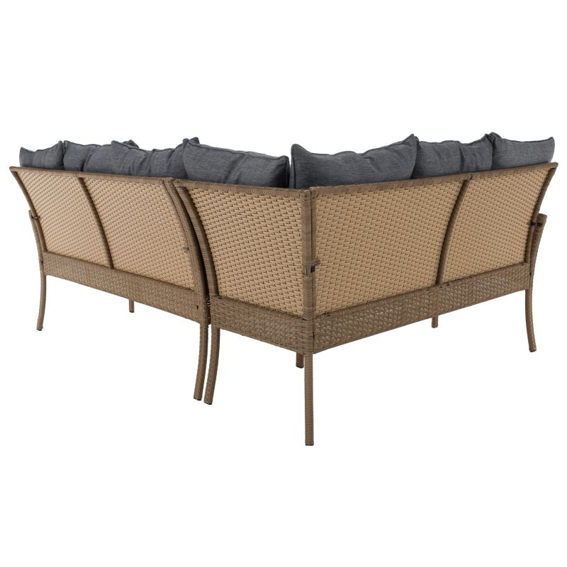 Záhradný ratanový set, technoratan v prírodnom farebnom prevedení