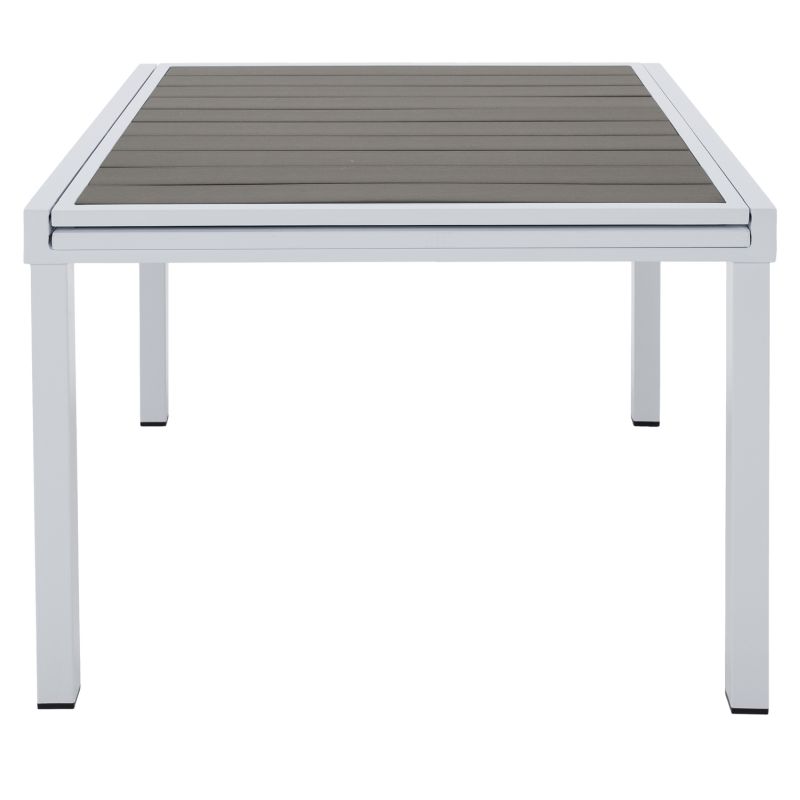 Záhradný rozkladací stôl, biela oceľ-sivý