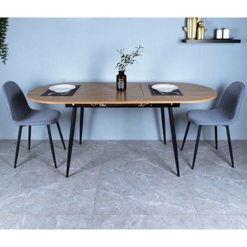 Jedálenský stôl, rozkladací, dub-čierna 150-190