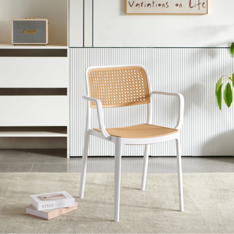 Stohovateľná stolička vyrobená z plastu, biela-béžová, TYP 2