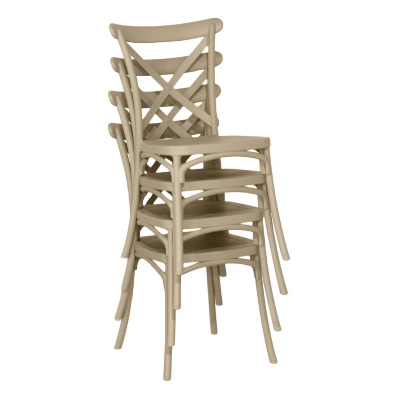 Plastová stohovateľná stolička, sivohnedá