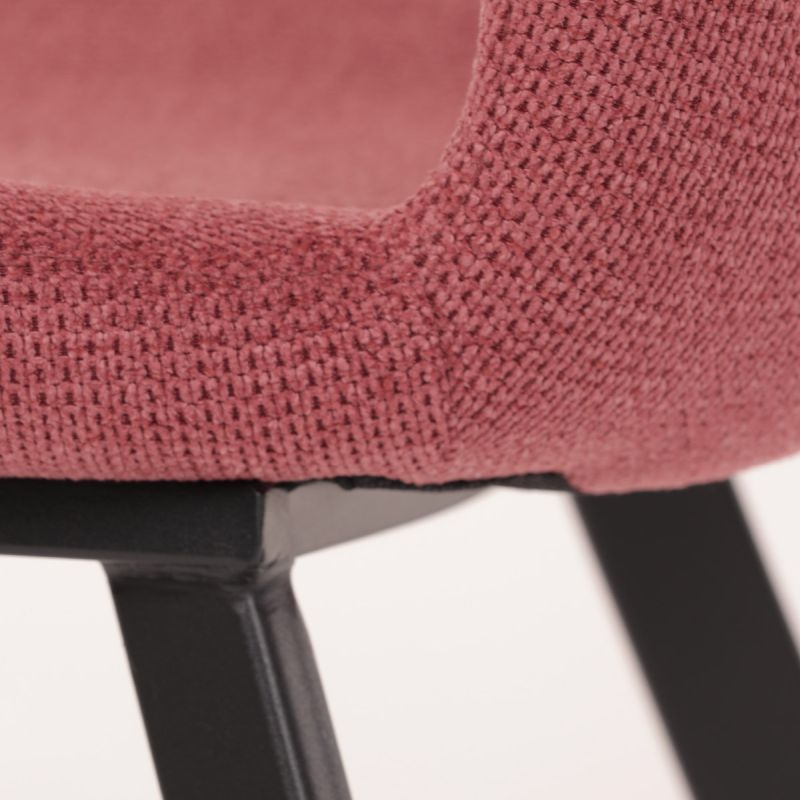 Stolička jedálenská, červená látka, čierna kovová podnož