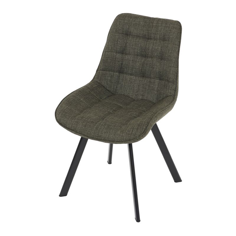 Stolička do jedálne, zelená látka, nohy čierny kov