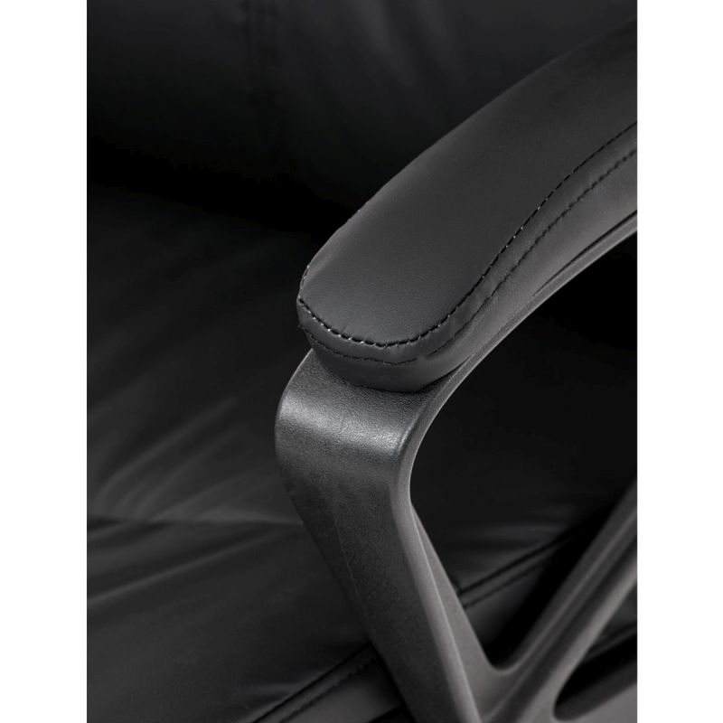 Pohodlná kancelárska stolička, čierna ekokoža, kovový kríž