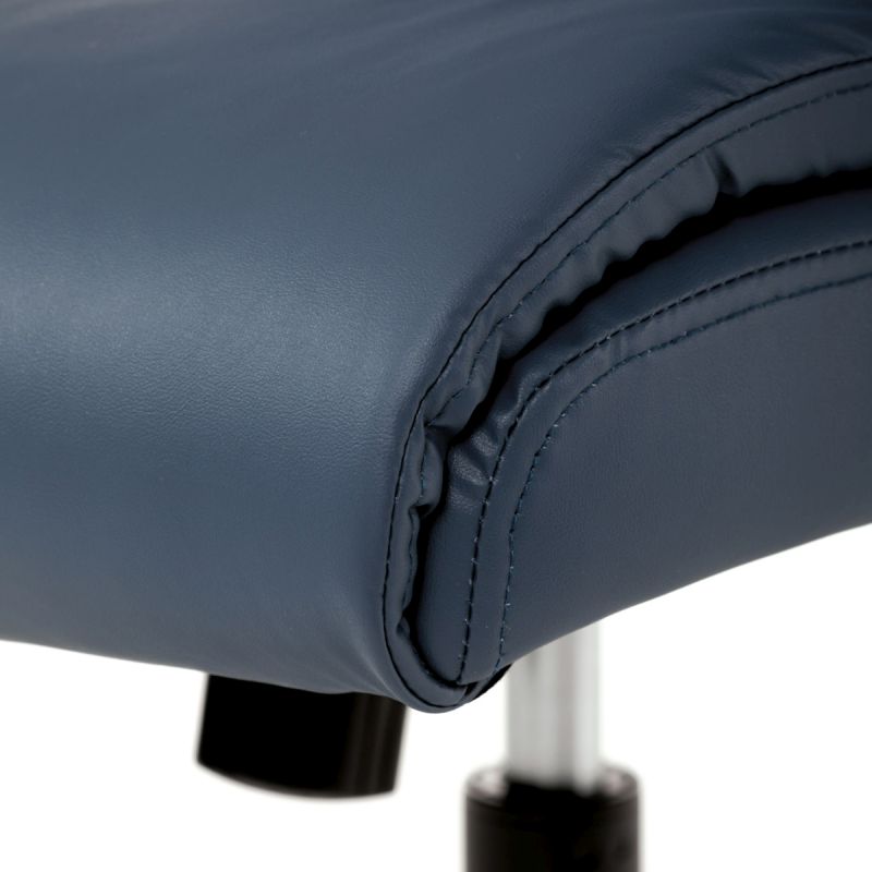 Pohodlná kancelárska stolička, modrá ekokoža, kovový kríž