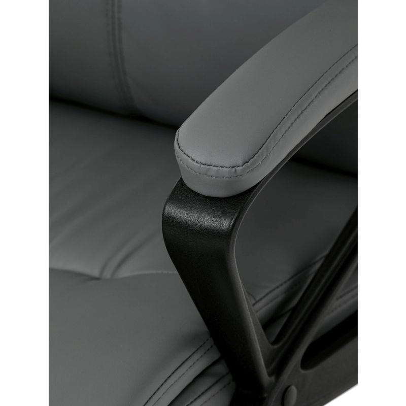 Pohodlná kancelárska stolička, sivá ekokoža, kovový kríž