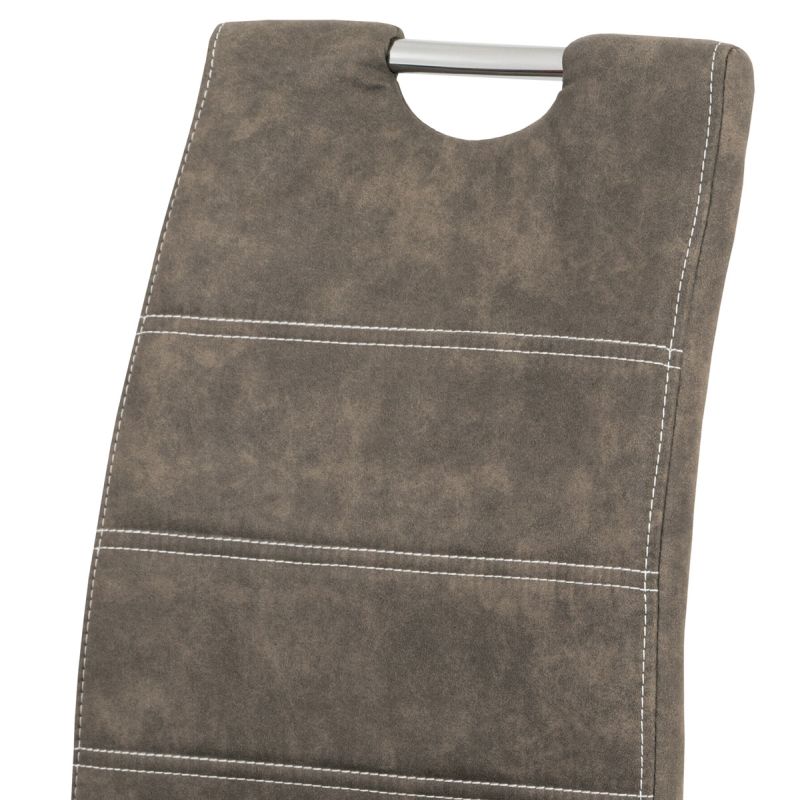 Stolička čalúnená príjemnou hnedou látkou imitujúcou brúsenú kožu