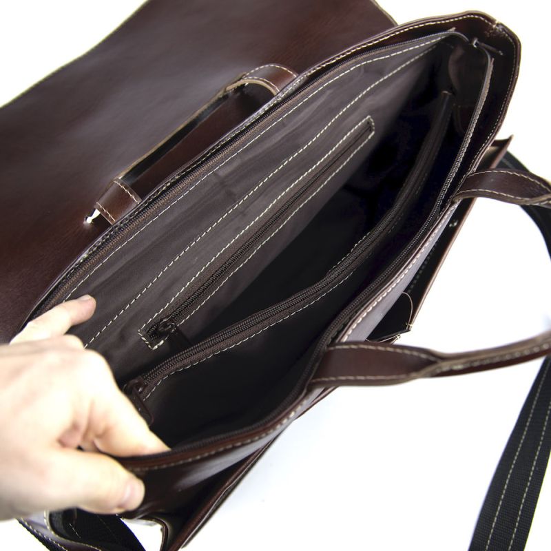 Luxusná exkluzívna kožená aktovka 8369 v tmavo hnedej farbe