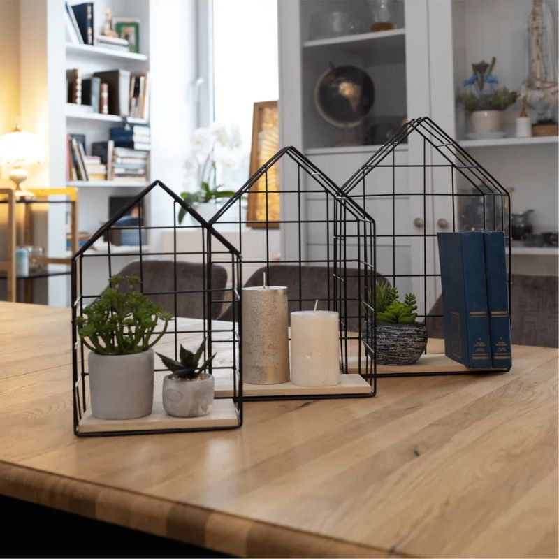 Set 3 poličiek, prírodná-čierna