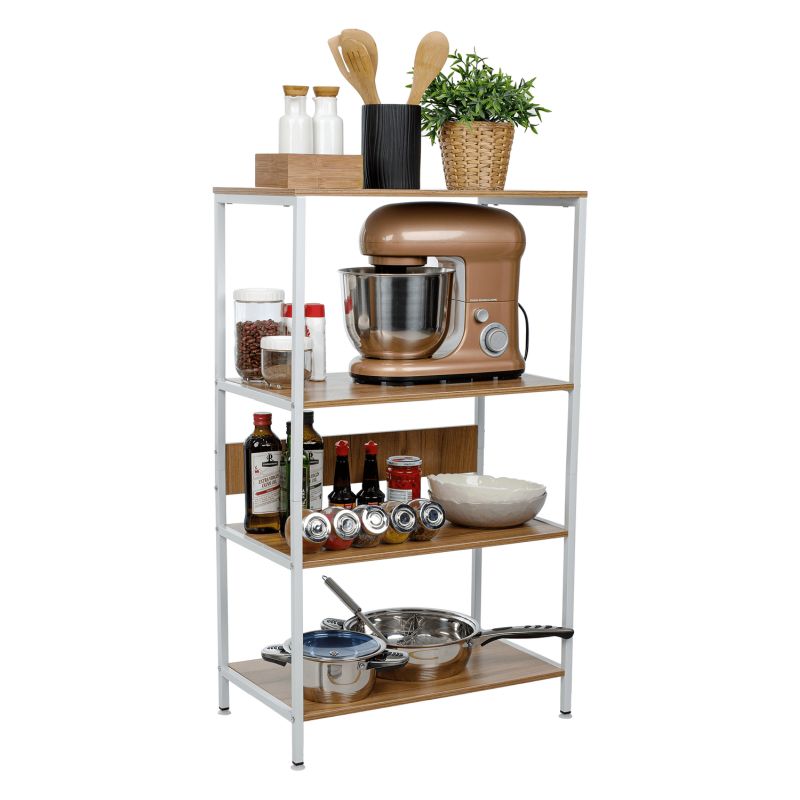 4-policový regál, biela-dub sonoma