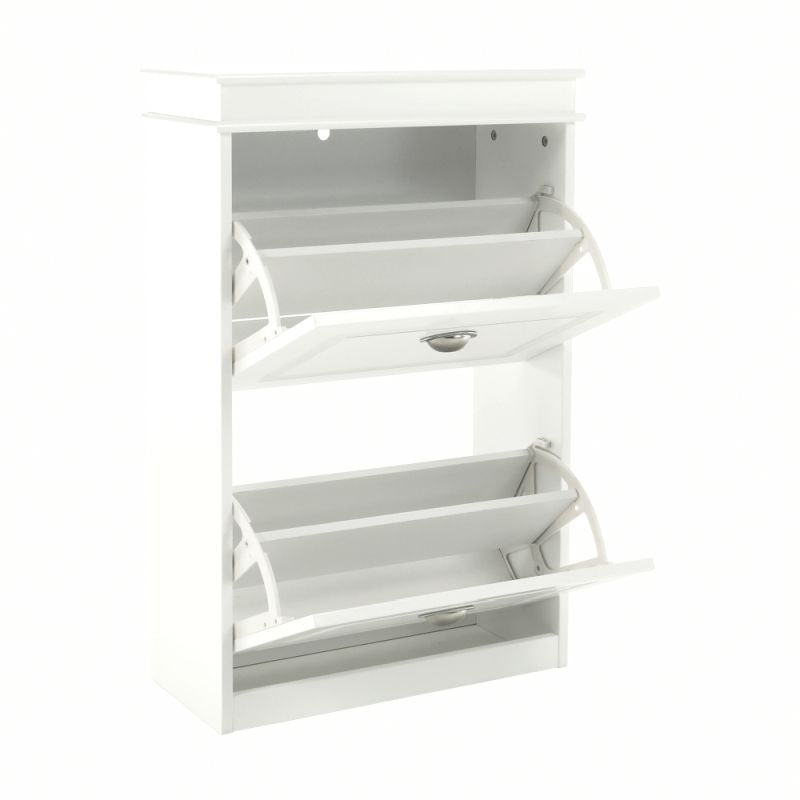 Botník s výklopnými šuplíkmi, 2-radový, biela