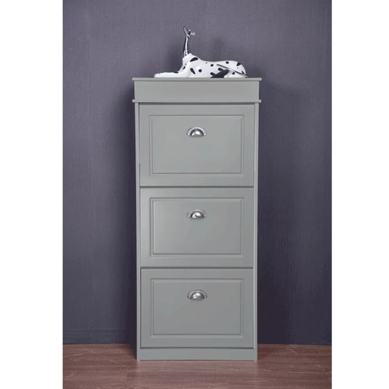 Botník s výklopnými šuplíkmi, 3-radový, sivá