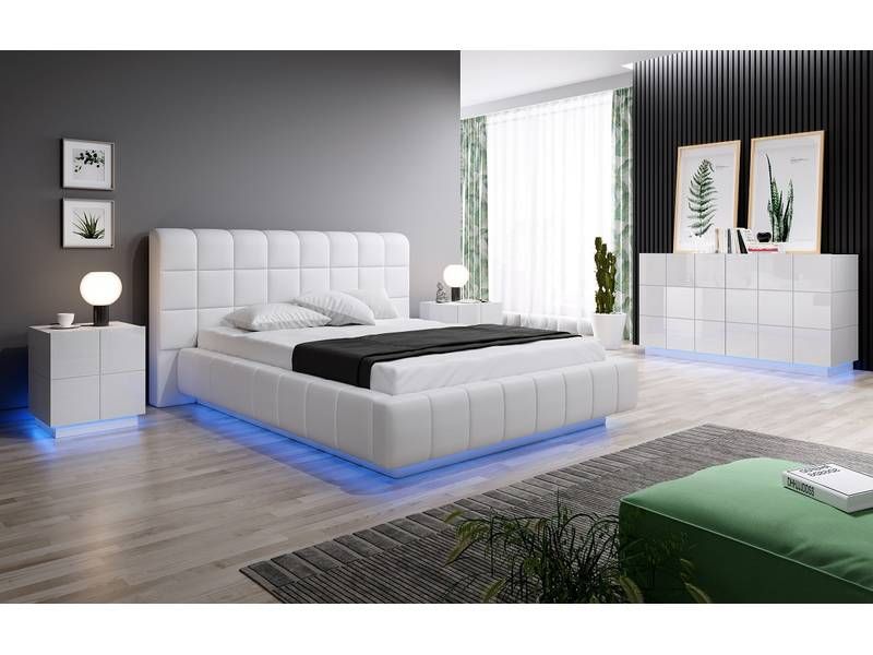 Set nočných stolíkov v lesku, biely