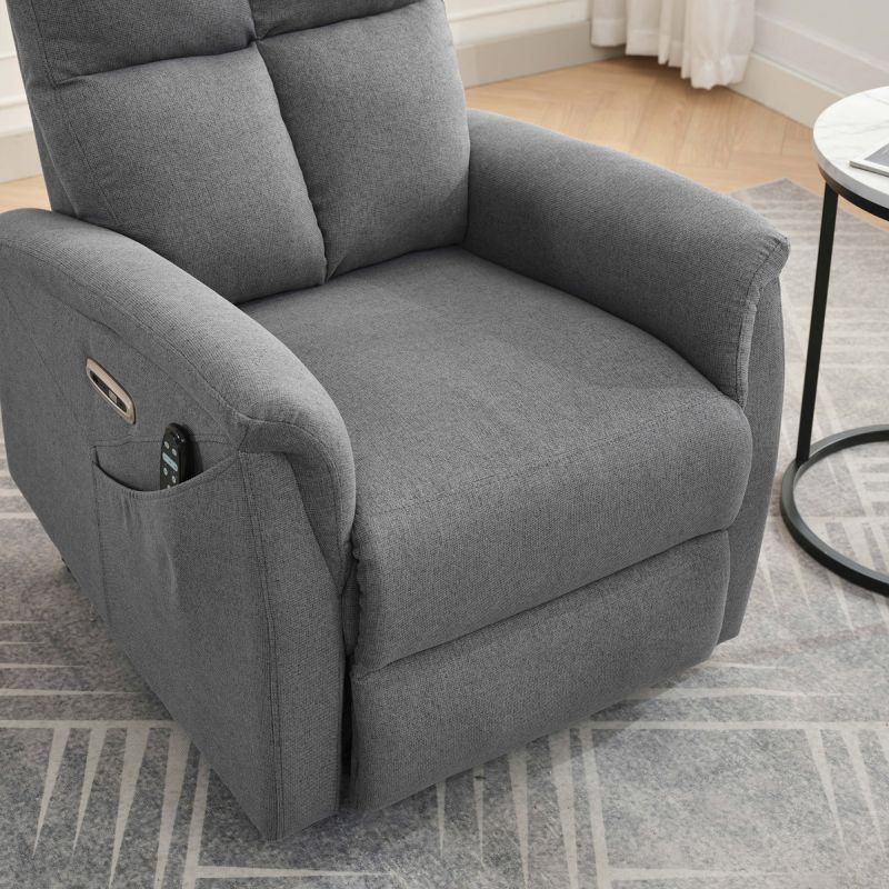 Relaxačné masážne kreslo s ohrevom, šedá látka