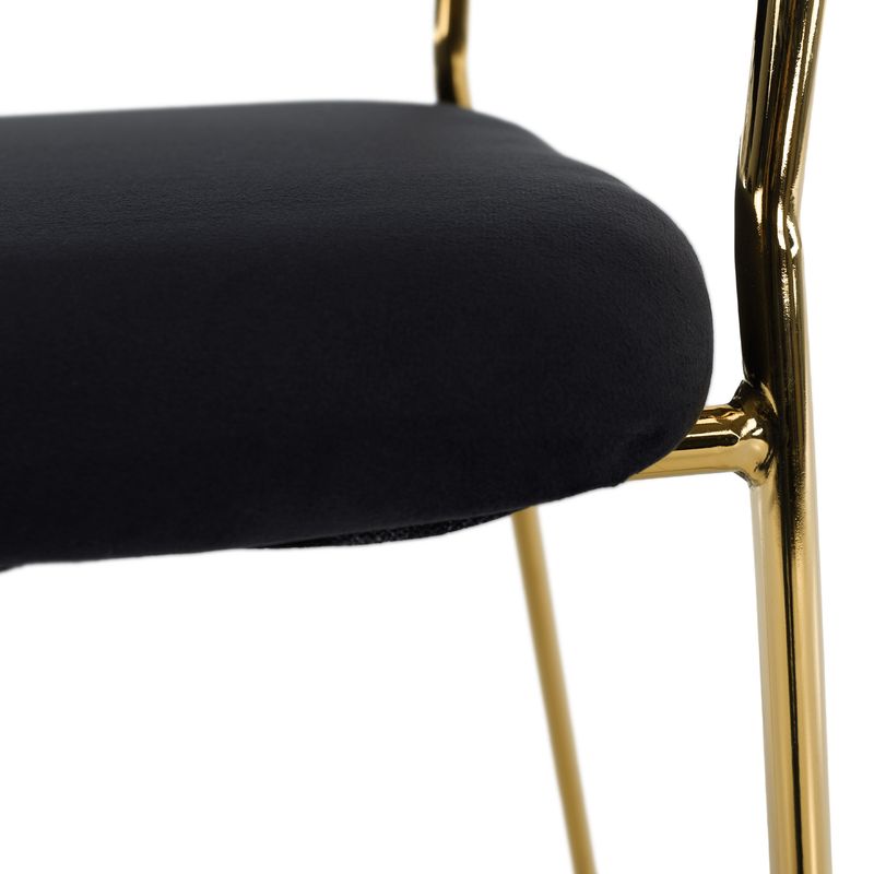 Dizajnové jedálenské kreslo, čierna Velvet látka/gold chróm zlatý