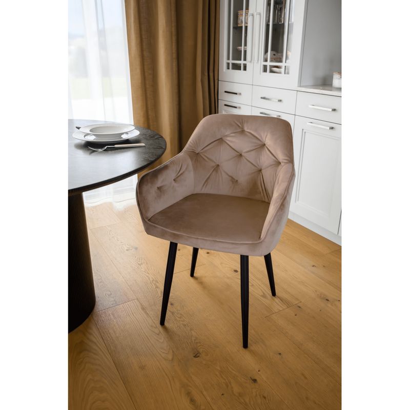 Dizajnové kreslo, svetlohnedá Velvet látka