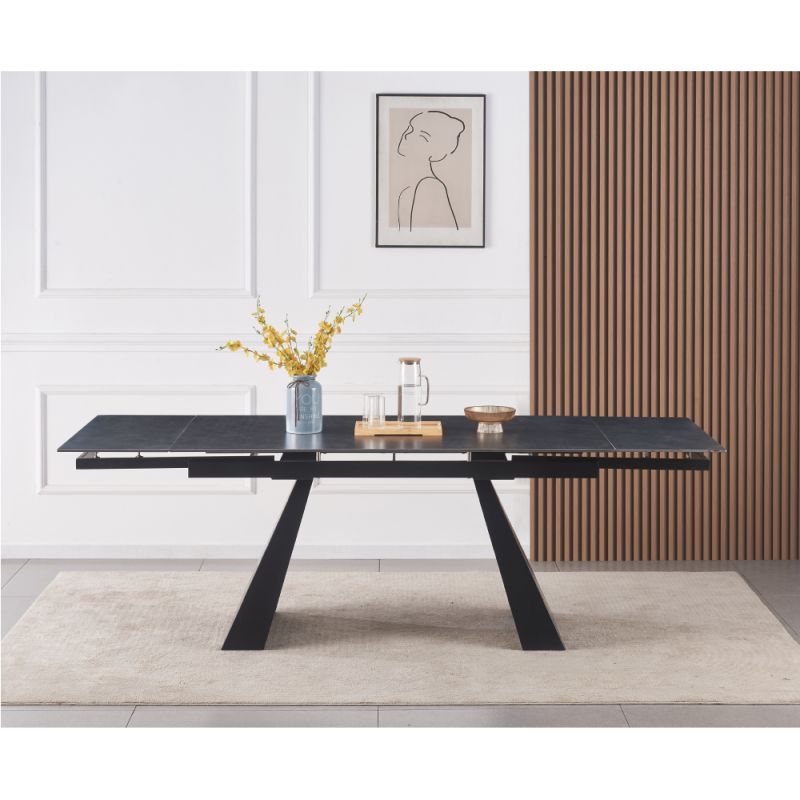 Jedálenský rozkladací stôl, grafit-čierna, 160-240 cm