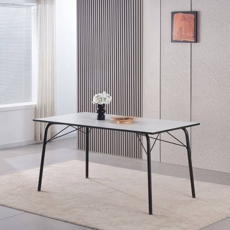 Jednoduchý a minimalistický jedálenský stôl, biela-čierna, 160 cm