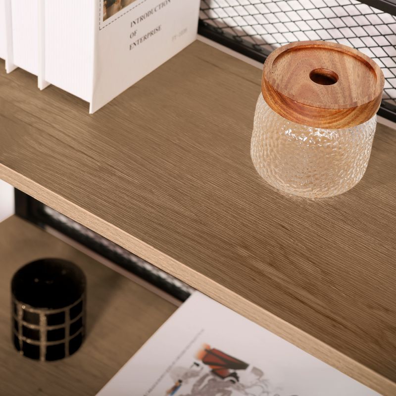 Regál, čierna-dub, 60x121 cm