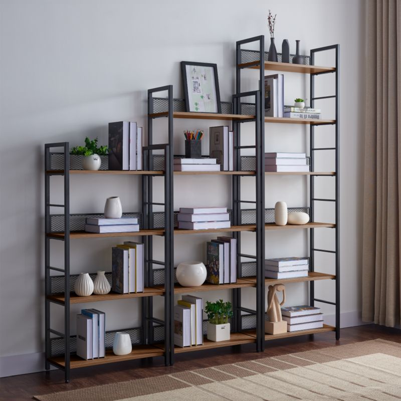 Regál, čierna-dub, 60x187 cm