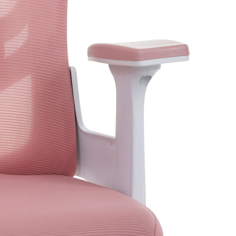Kancelárska stolička, ružová sieťovina, biely plast