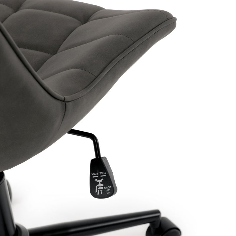 Stolička kancelárska, šedá látka v dekore brúsenej kože, čierny kovový kríž