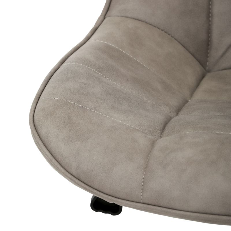 Stolička kancelárska, béžová látka v dekore brúsenej kože, čierny kovový kríž