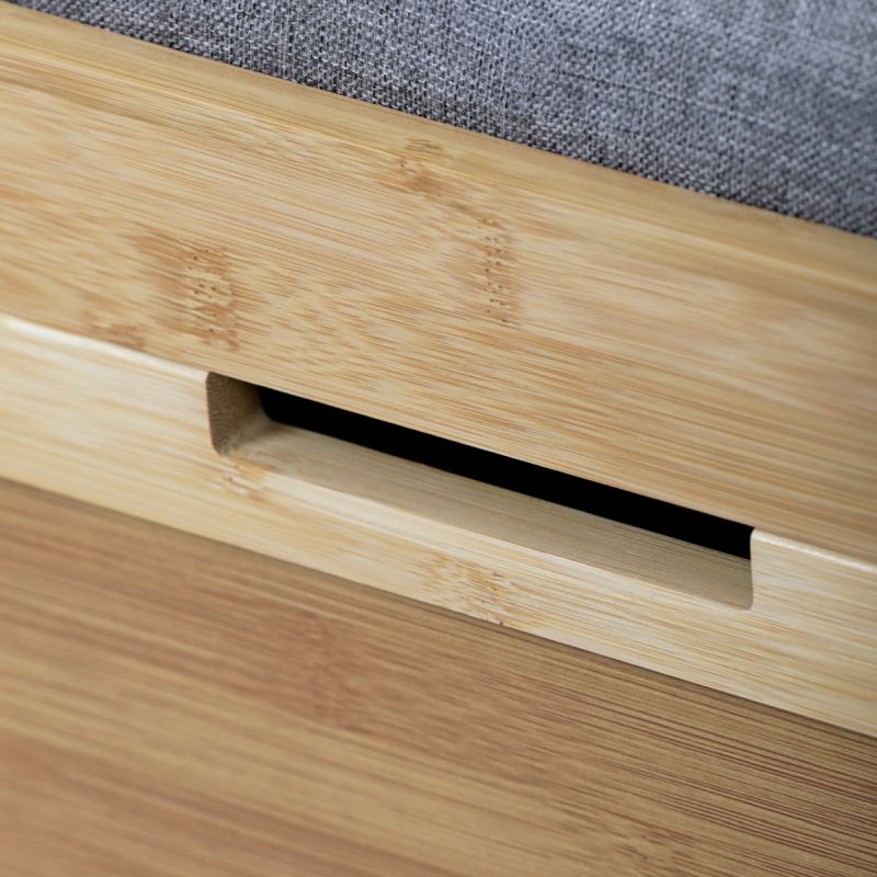 Botník, masív bambus, prírodný odtieň, šedá látka