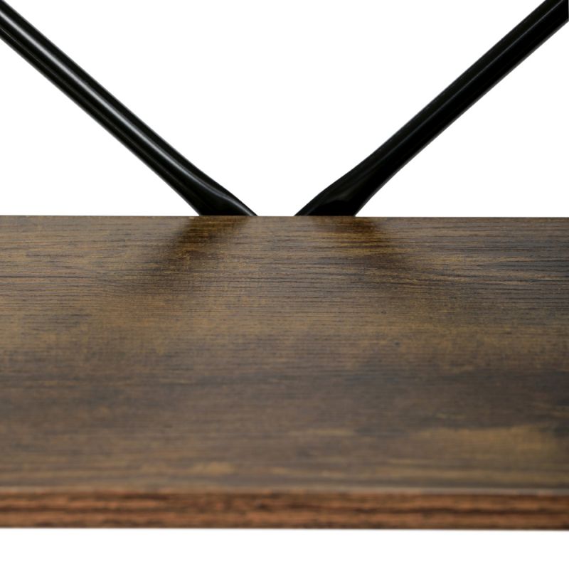 Regál, 5 políc, dekor staré drevo-čierny lak s výstuhou v tvare X