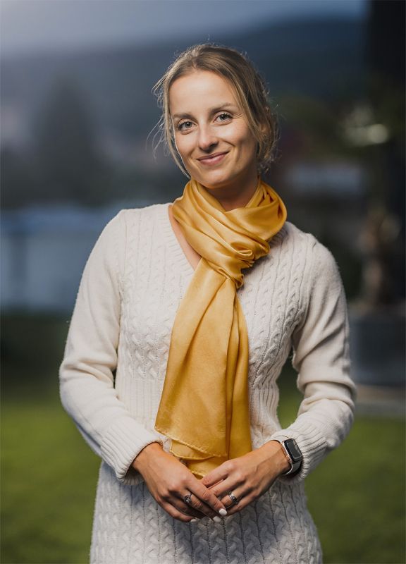 Hodvábny šál MEDENÝ, Vyrobený na Slovensku, 175 x 45cm