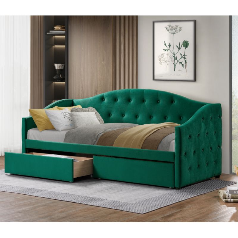 Čalúnená posteľ s úložným priestorom 90x200, zelená Velvet látka