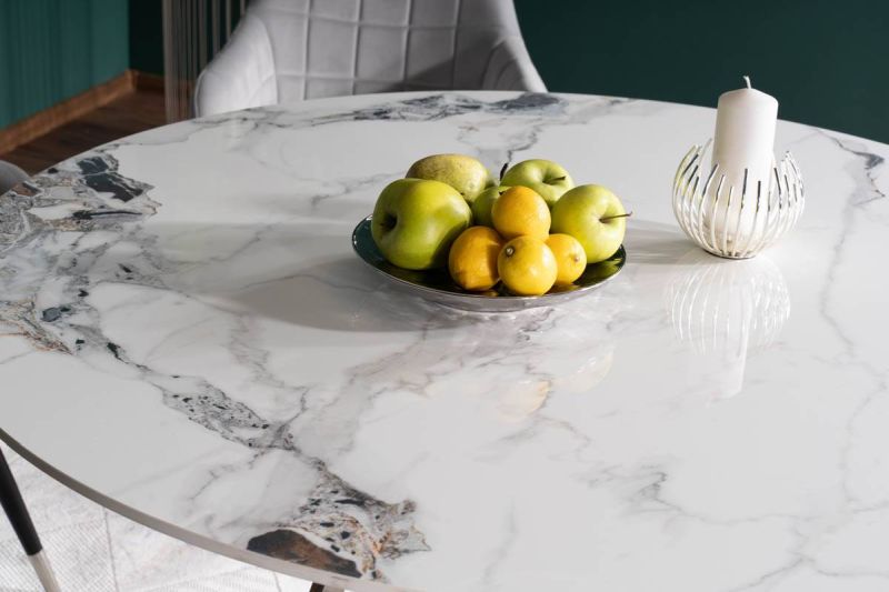 Okrúhly jedálenský stôl 120, chróm-biela