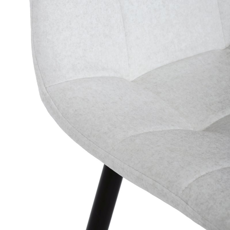 Barová stolička biela látka, štvornohá kovová podnož