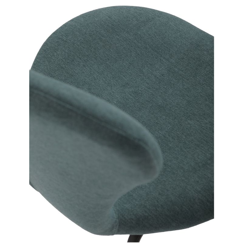 Moderná stolička do jedálne, modrá látka, nohy čierne