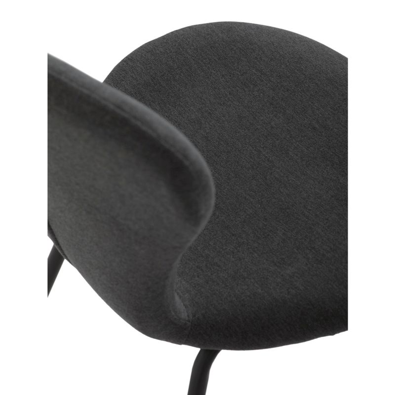 Moderná stolička do jedálne, sivá látka, nohy čierne