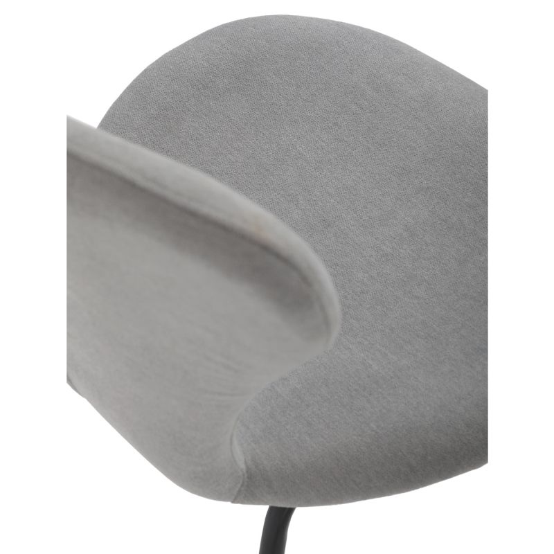 Moderná stolička do jedálne, strieborná látka, nohy čierne