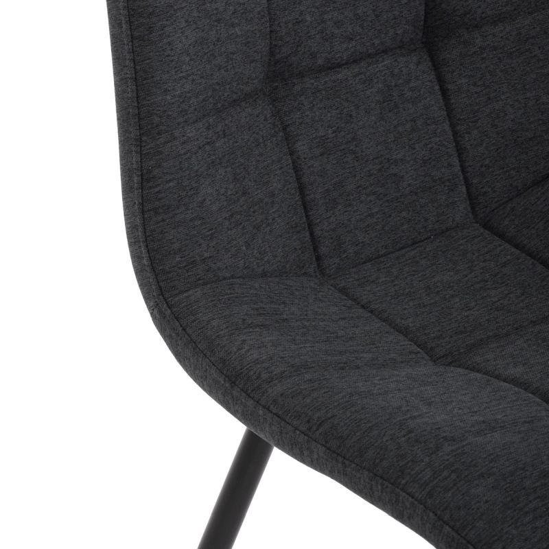 Stolička jedálenská, čalúnená sivou látkou, čierne kovové nohy