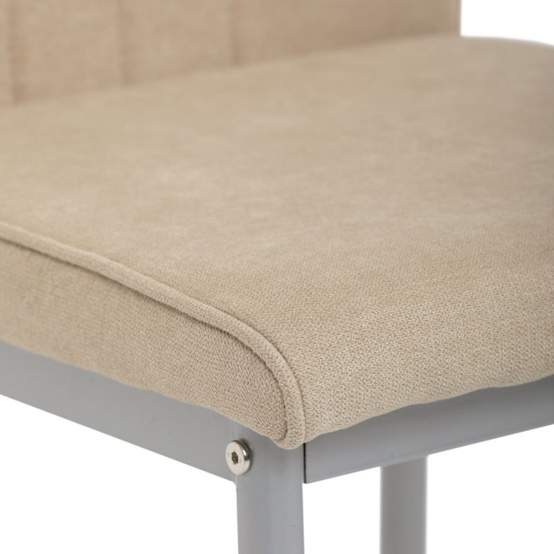 Stolička jedálenská, béžová látka, sivé kovové nohy